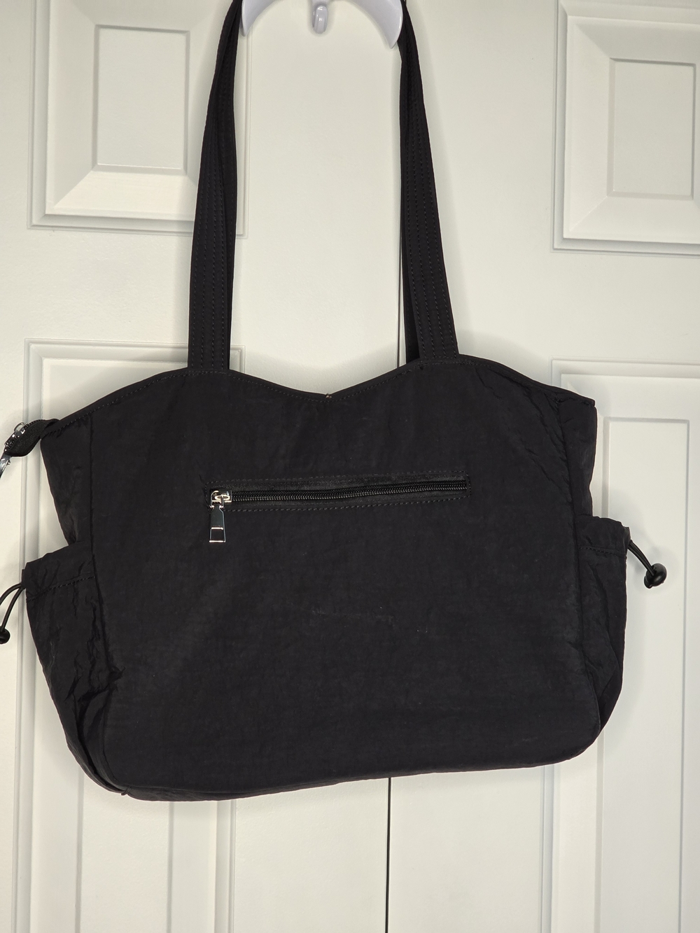 Source Unknown Black Shoulder Tote Bag with Exterior Zip Pocket